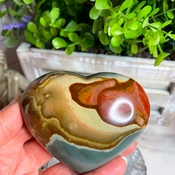 Other - ‼️SALE‼️ Polychrome Ocean Jasper Stone Heart Shaped Carving